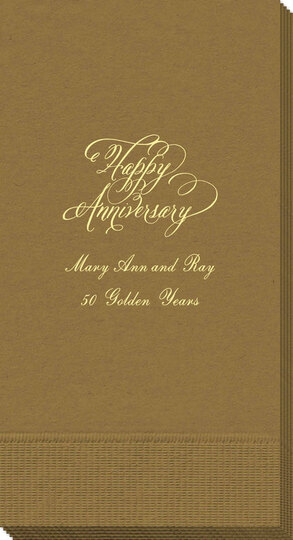 Elegant Happy Anniversary Guest Towels